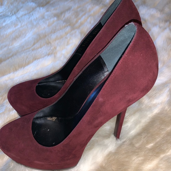 YSL Tribtoo High Heel Pumps Sz 39.5 Bordeaux Suede - Picture 9 of 15